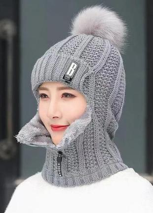 Женская теплая шапка на меху
