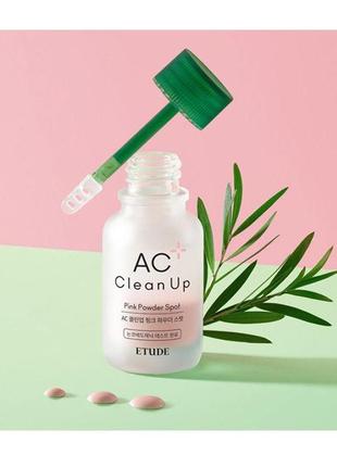 Точечное средство etude ac clean up pink powder spot для борьбы с акне 15 мл1 фото