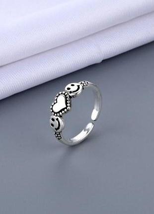 Кільце жіноче смайлик із серцем красива біжутерія