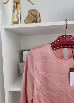 Рубашка сорочка блуза блузка кром топ кроптоп рожева нарядна сатинова стильна бренд2 фото