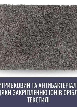 Килимок антибактеріальний для ванної та туалету dariana australian wool 60x90 см гранітний м'який та пухнастий3 фото