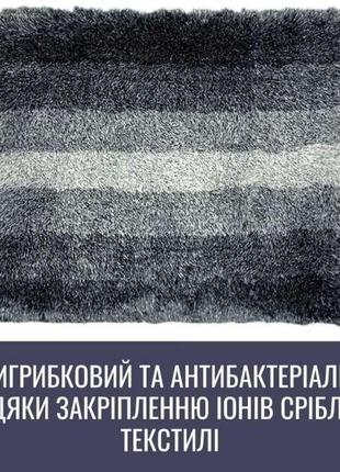 Килимок антибактеріальний для ванної та туалету dariana pearl 60x120 сірий м'який та пухнастий3 фото