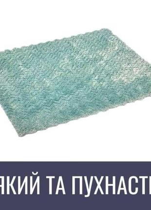 Килимок антибактеріальний для ванної та туалету dariana tropical sea 60x120 см м'яка ятний  антиковзкий, м'який та пухнастий4 фото