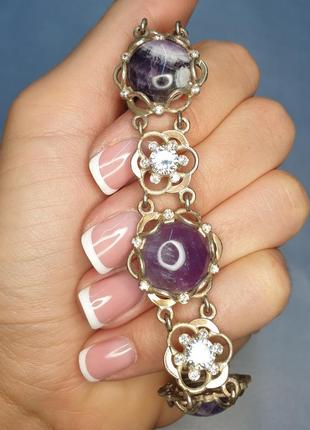 Браслет серебряный с аметистом и фианитом 30,49 г