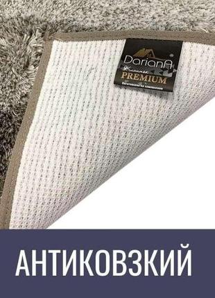 Килимок для ванної та туалету dariana pearl 60x120 сірий антибактеріальний, пухнастий, антиковзкий5 фото