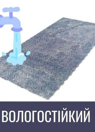Килимок антибактеріальний для ванної та туалету dariana tropical sea 60x90 см блакитний м'який та пухнастий4 фото