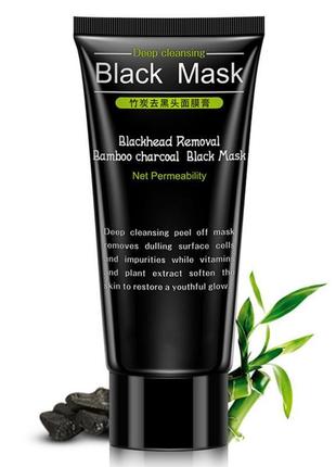 Черная маска-пленка с углем от черных точек bioaqua black mask blackhead removal, 60 г2 фото