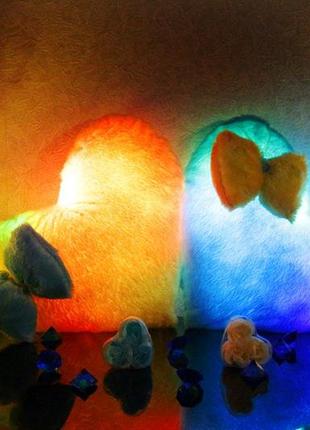 Подушка светильник - ночник. подушка - сердце с бантиком2 фото