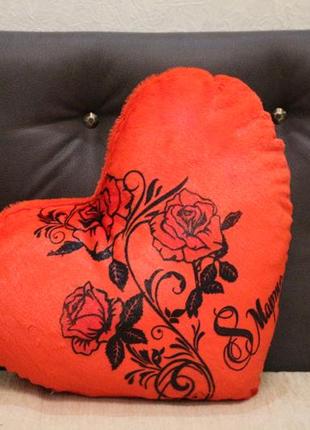 Подушка - ночник. подушка - сердце. "розы 8е марта".