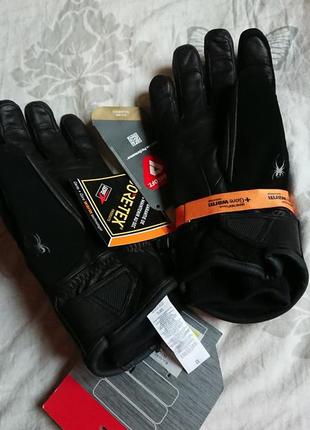 Брендові фірмові професійні шкіряні рукавиці spyder core-tex,оригінал,нові з бірками,розмір м. натуральна шкіра.1 фото