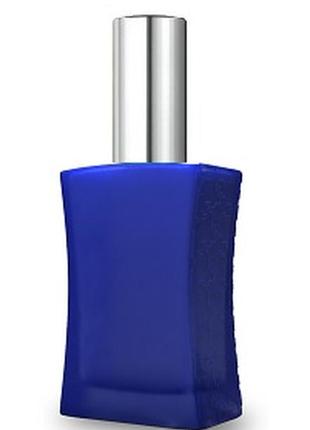 Синий флакон для парфюмерии шабо 30 мл. с металлическим спреем серебро