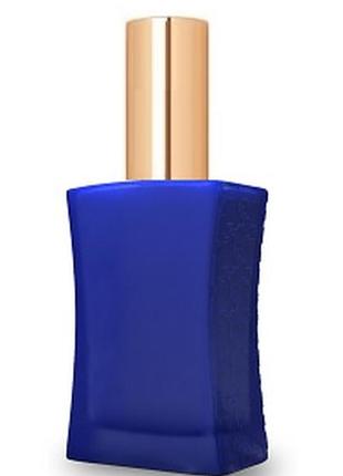 Синий флакон для парфюмерии шабо 30 мл. с металлическим спреем золото