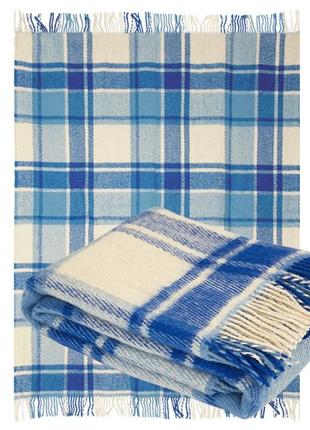 Плед из новозеландской шерсти ярослав синий, шерстяной плед