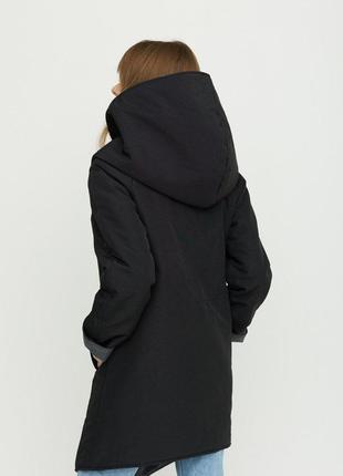 Зима!!куртка мантия непромокаемая непродуваемая мантия косая с капюшоном длинная двухсторонняя теплая черная серая6 фото