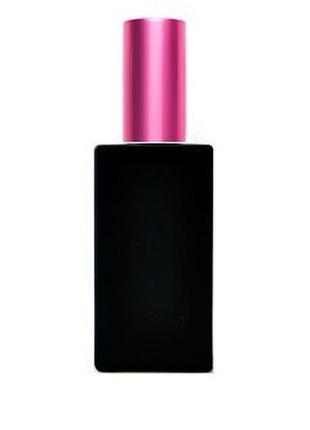 Черный матовый флакон для парфюмерии арт 60 мл. с металлическим спреем розовый1 фото