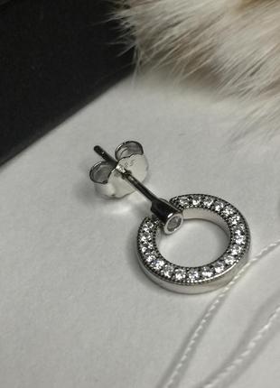 Срібні сережки сережки пусети гвоздики коло круглі з камінням камені камінчики срібло проба 925 нові з біркою італія5 фото
