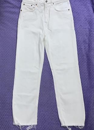 Джинси прямі білі zara straight fit premium the hw kick jeans6 фото