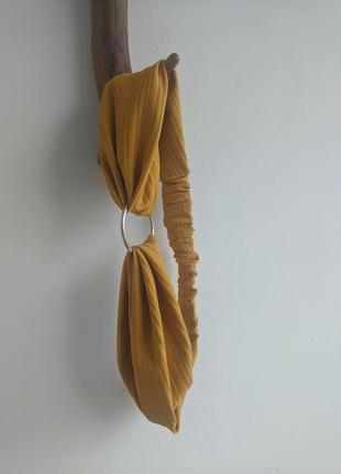 Пов'язка на волосся, жовто-гарячого кольору, розмір 56-58 см.3 фото