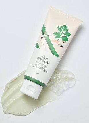 Заспокійлива очищуюча пінка з морським полином round lab mugwort calming cleanser 150 ml1 фото