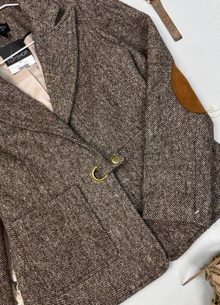 Твідовий коричневий піджак приталений4 фото