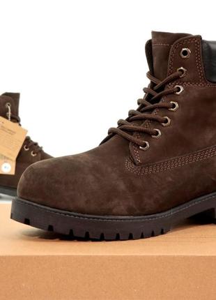 Зимові чоловічі високі коричневі черевики timberland хутро 🆕зимові ботинки тимберленд7 фото