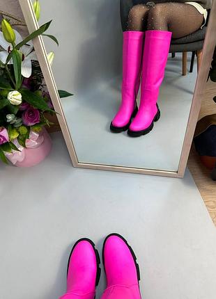 Шикарные стильные сапоги розовые фуксия цвет по выбору