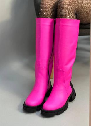 Шикарные стильные сапоги розовые фуксия цвет по выбору