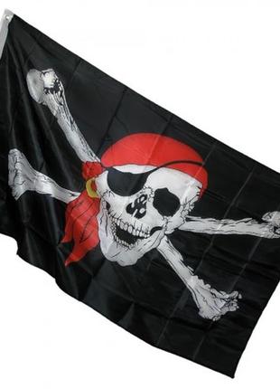 Флаг пиратский большой 150х90см череп в бандане+подарок