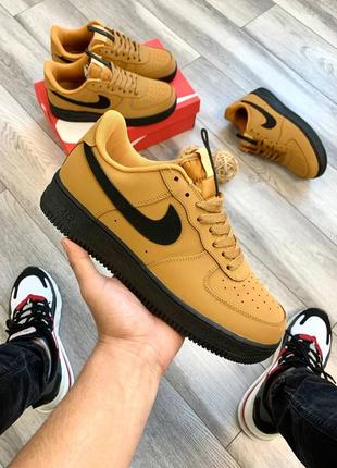 Чоловічі шкіряні  коричневі кросівки nike air force 1 🆕 найк аір форс