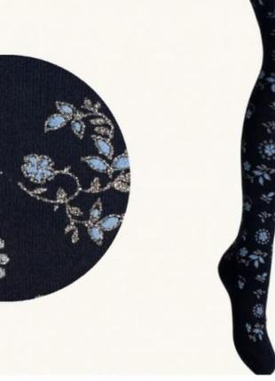 Красивые нарядные колготы с объёмным рисунком цветы ultima sensa 128-134 см2 фото