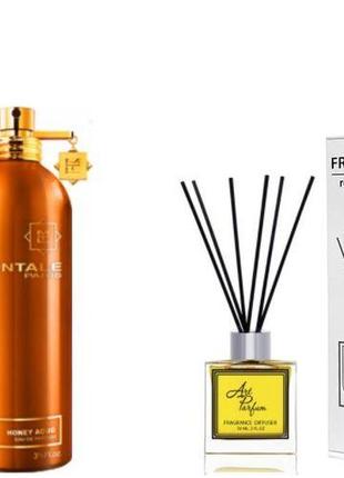 Ароматный диффузор для дома 50 мл, с известным парфюмерным ароматом honey aoud / хани уд / монталь1 фото