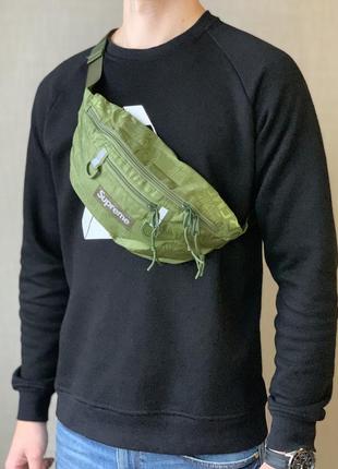 Сумка на пояс / бананка supreme waist bag “olive - ss19”2 фото