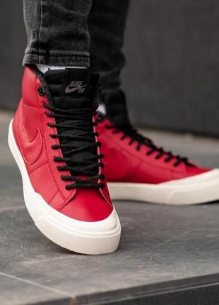 Мужские зимние кроссовки с мехом nike blazer red fur2 фото