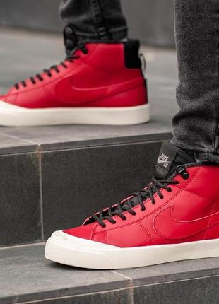 Мужские зимние кроссовки с мехом nike blazer red fur3 фото