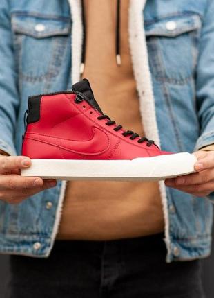 Мужские зимние кроссовки с мехом nike blazer red fur4 фото