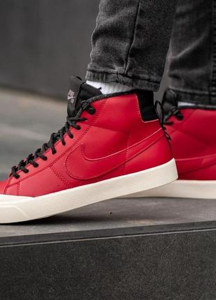 Мужские зимние кроссовки с мехом nike blazer red fur5 фото