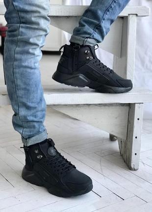 Мужские зимние кроссовки nike huarache x acronym термо black4 фото