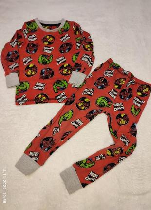 Пижама слип костюм комплект штаны реглан 3-4 года 98-104 см супергерои марвел халк спайдермен