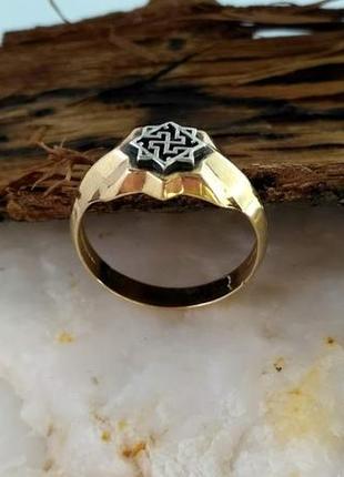 Кольцо-оберег валькирия из бронзы с серебряной накладкой4 фото