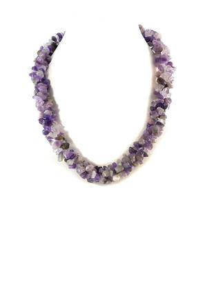 Ожерелье аметист крошка трехрядное, изысканное ожерелье из натурального камня, красивые украшения3 фото