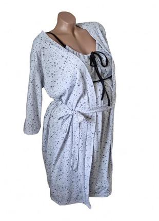 Комплект халат із нічною облямівкою, у пологовий будинок для вагітних і мам-годувальниць1 фото