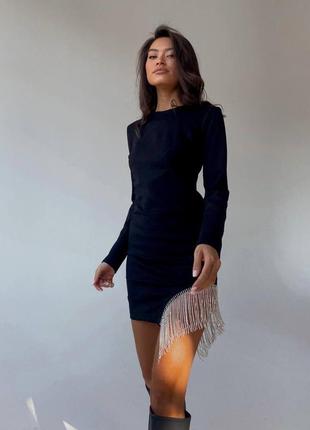 Трендова сукня з металевою бахромою