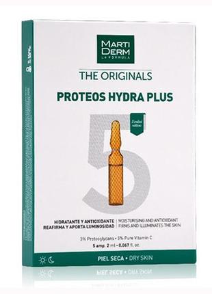 Ампули для нормальної, змішаної й зневодненої шкіри martiderm the originals proteos hydra plus 5 амп по 2 мл