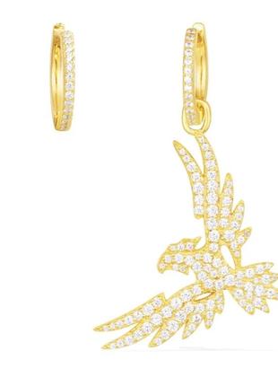 Асимметричные серьги птица в позолоте люксовая бижутерия апм монако