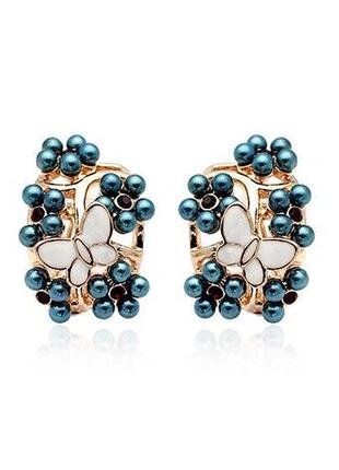 Великі позолочені сережки з метеликом ювелірна біжутерія