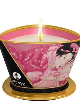 Масажна свічка ароматична для масажу, в склянці, з афродизіаками shunga massage троянда 170 мл