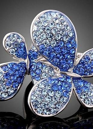 Кільце метелика ювелірна біжутерія з swarovski 17 розмір