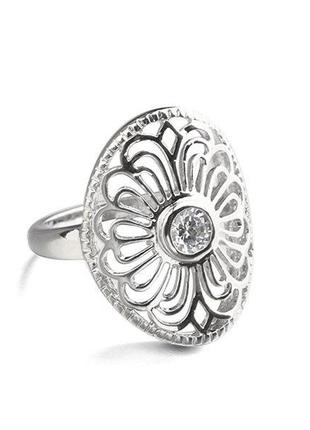 Перстень ювелирная бижутерия в белом родиевом покрытии 18 размер