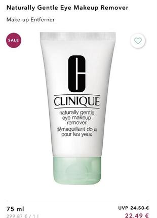 Clinique naturally gentle eye makeup remover нежное средство для снятия макияжа с глаз 75 мл8 фото