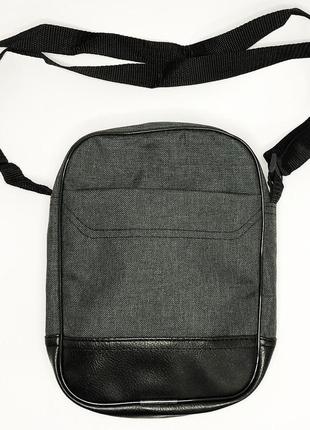 Сумка на плече. месенджер на роботу. сіра сумка на кожен день. тканина + екошкіра3 фото